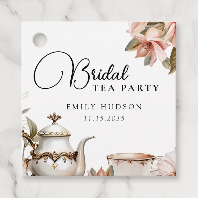 Elegantes Tea Party Brautparty Geschenkanhänger (Vorderseite)