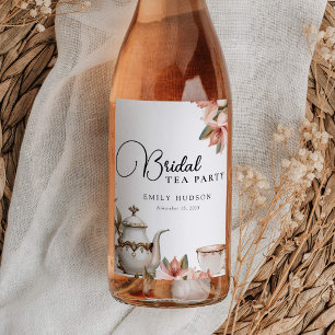 Elegantes Tea Party Brautparty Weinetikett
