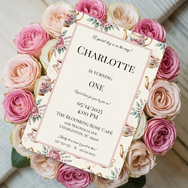 Elegantes Tea Party Geburtstagsfeier Einladung zu  (Von Creator hochgeladen)