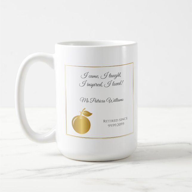 Elegantes Teachers Golden Pastel Retirement Party Kaffeetasse (Links)