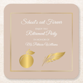Elegantes Teachers Golden Pastel Retirement Party Rechteckiger Pappuntersetzer