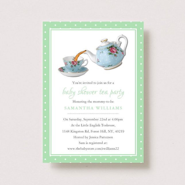 Elegantes Teacups Baby Dusche Tee Party Einladung (Von Creator hochgeladen)
