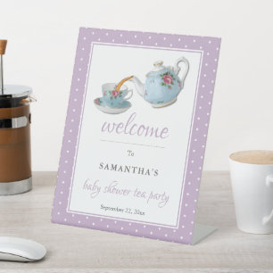 Elegantes Teacups Baby Dusche Tee Party Willkommen Sockelschild