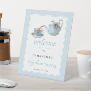 Elegantes Teacups Baby Dusche Tee Party Willkommen Sockelschild
