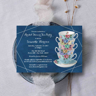 Elegantes Teacups Brautparty Teezeremonie Party Einladung