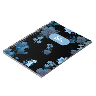 Elegantes Teal-Blumenmuster-Spiralnotizbuch Notizblock