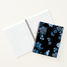 Elegantes Teal-Blumenmuster-Spiralnotizbuch