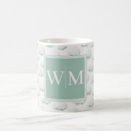 Elegantes Teal-Hortensien-Monogramm Kaffeetasse