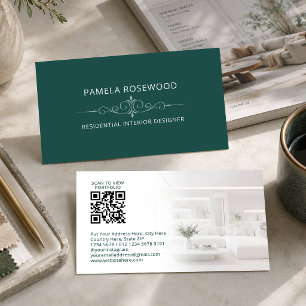 Elegantes Teal-Interieurdesign viktorianisches O Visitenkarte