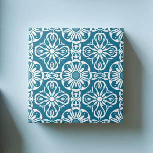 Elegantes Teal Portugiesisches Muster Symmetrische Fliese