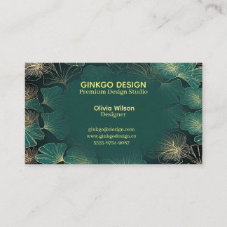 Elegantes Teal- und Gold-Botanik-Blumenmuster Visitenkarte