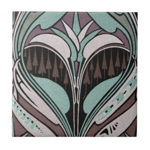 elegantes Teal- und Wein-Art-Nouveau-Design Fliese