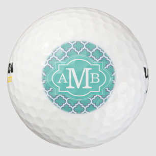 Elegantes Teal-Vierpass-Muster mit individuellem M Golfball