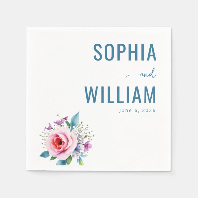 Elegantes Tealblumen-Muster Serviette (Vorderseite)