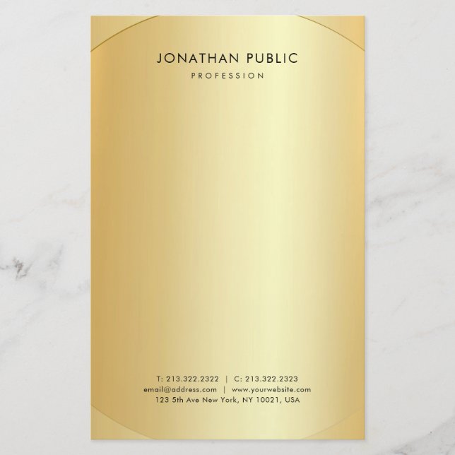 Elegantes Template Gold Modernes Minimalistisches  Briefpapier (Vorderseite)