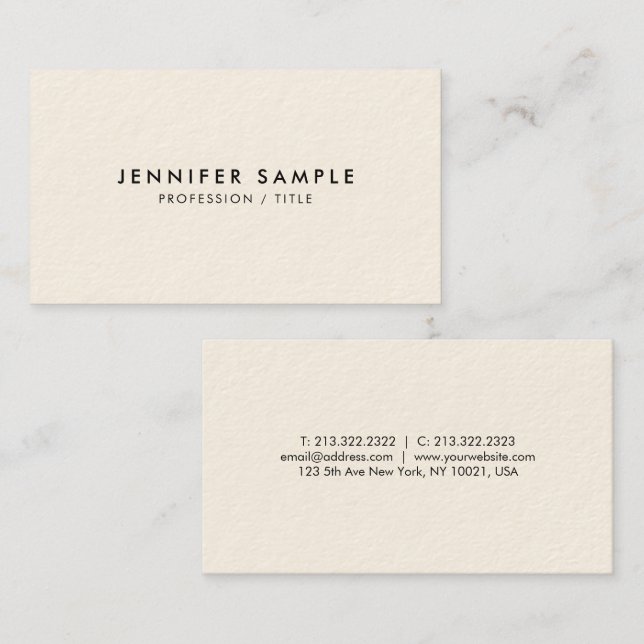Elegantes Template Luxury Signature Cream Paper Visitenkarte (Vorne/Hinten)