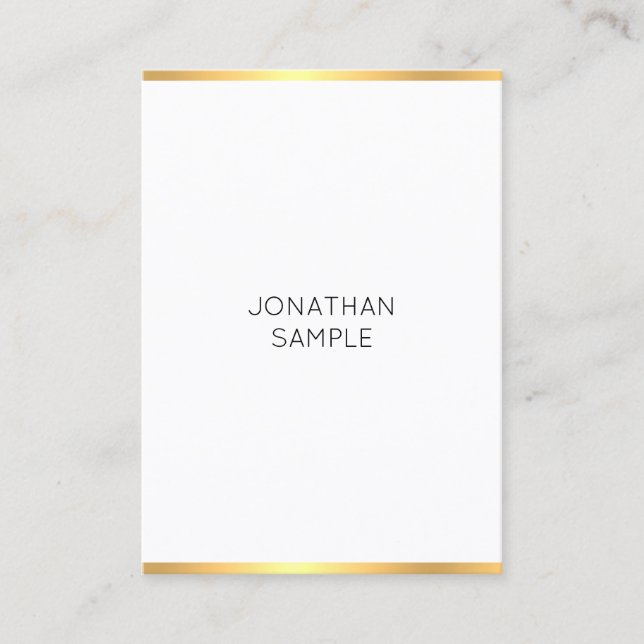Elegantes Template Trendy Modern Gold White Einfac Visitenkarte (Vorderseite)