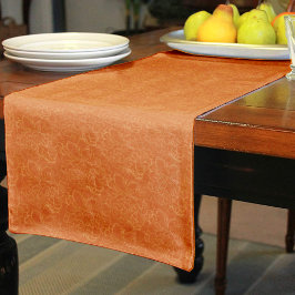 Elegantes Terra Cotta Gold Floral Muster Kurzer Tischläufer