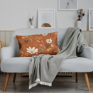 Elegantes Terra-Cotta-Kürbis-Herbst-Blumenmuster Lendenkissen