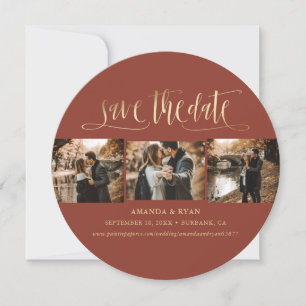 Elegantes Terracotta und Gold Wedding Foto Save The Date