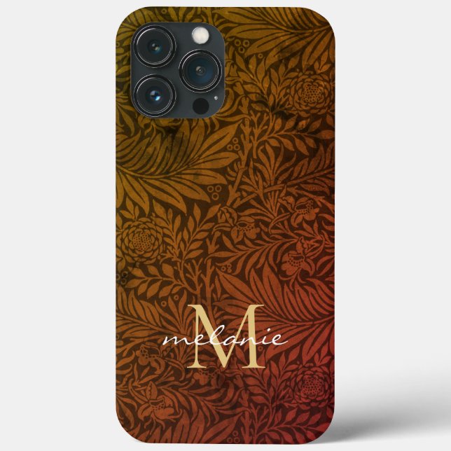 Elegantes Terrakotta-Boho-Botanik-Muster-Monogramm Case-Mate iPhone Hülle (Rückseite)