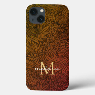Elegantes Terrakotta-Boho-Botanik-Muster-Monogramm Case-Mate iPhone Hülle