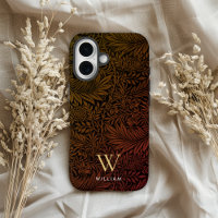 Elegantes Terrakotta-Boho-Botanik-Muster-Monogramm