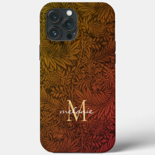 Elegantes Terrakotta-Boho-Botanik-Muster-Monogramm iPhone 13 Pro Max Hülle