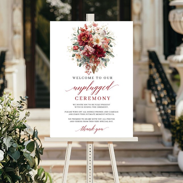 Elegantes Terrakotta-Boho-Unplugged-Zeremonienschi Poster (Elegant Terracotta Boho Unplugged Ceremony Sign

)