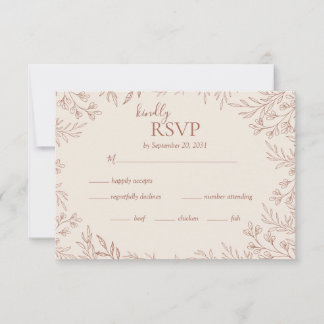 Elegantes Terrakotta-Botanik-Monogramm-Hochzeit RSVP Karte