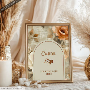 Elegantes Terrakotta-Elfenbein-Sage-Blumen Custom  Poster