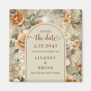 Elegantes Terrakotta-Elfenbein-Salbei-Blumen- "Sav Magnet