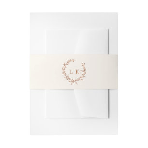 Elegantes Terrakotta-Hochzeitswappen mit Monogramm Einladungsbanderole