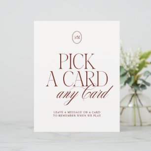 Elegantes Terrakotta-Pick-a-Card-Hochzeitsschild