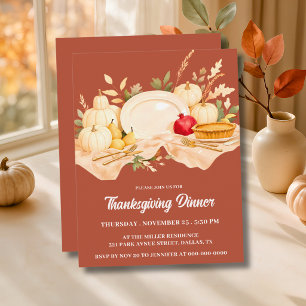 Elegantes Terrakotta-Thanksgiving-Dinner Einladung