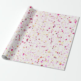 Elegantes Terrazzo Retro Lila, weißes Muster Geschenkpapier