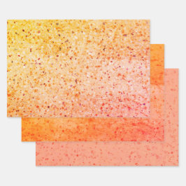 Elegantes Terrazzo Retro Orange Pink Textur Muster Geschenkpapier Set