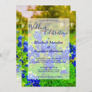 Elegantes Texas Bluebonnets Foto Hochzeit Einladung