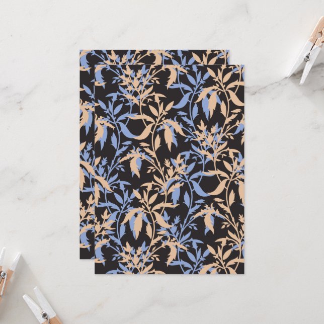 Elegantes Textildesign mit viel Blumen Einladung (Vorderseite/Rückseite Beispiel)