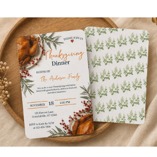 Elegantes Thanksgiving-Dinner Herbstblätter  Einladung