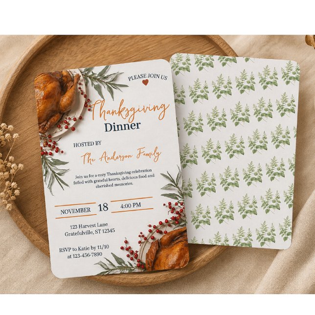 Elegantes Thanksgiving-Dinner Herbstblätter  Einladung (Von Creator hochgeladen)