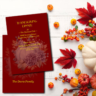 Elegantes Thanksgiving-Kürbis-Blumen-Dinner indivi Einladung