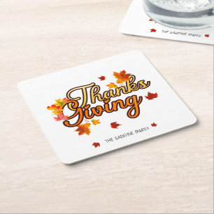 Elegantes Thanksgiving-Laub Herbst  Rechteckiger Pappuntersetzer