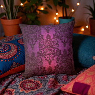 Elegantes tief leuchtendes Rosa und violetter Dama Kissen