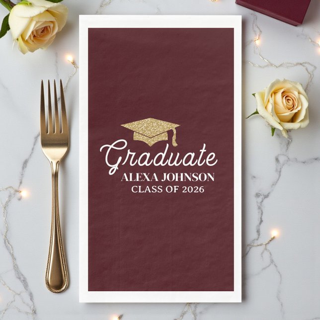Elegantes Tiefburgunder Abitur 2026 Serviette (Von Creator hochgeladen)