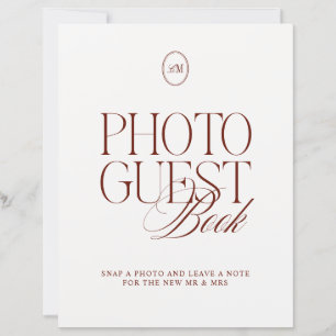 Elegantes tiefes Terrakotta-Foto-Gästebuch-Schild