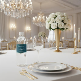 Elegantes, tiefes Türkis-Script Minimalistische Ho Wasserflaschenetikett