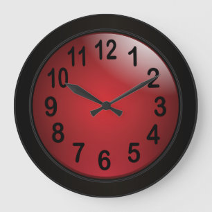 Elegantes Tiefrot und Schwarz mit fetten schwarzen Große Wanduhr