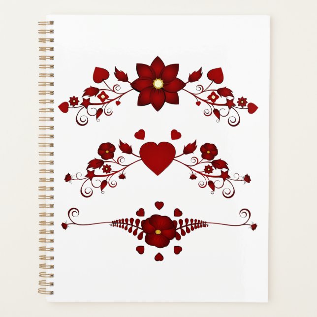 Elegantes tiefrotes florales Gedeihen Planer (Vorderseite)