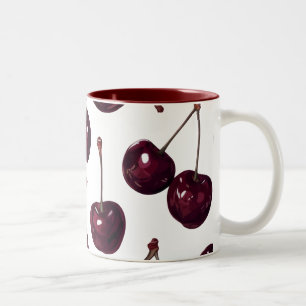 Elegantes tiefrotes Kirschenmuster Zweifarbiges Ta Zweifarbige Tasse